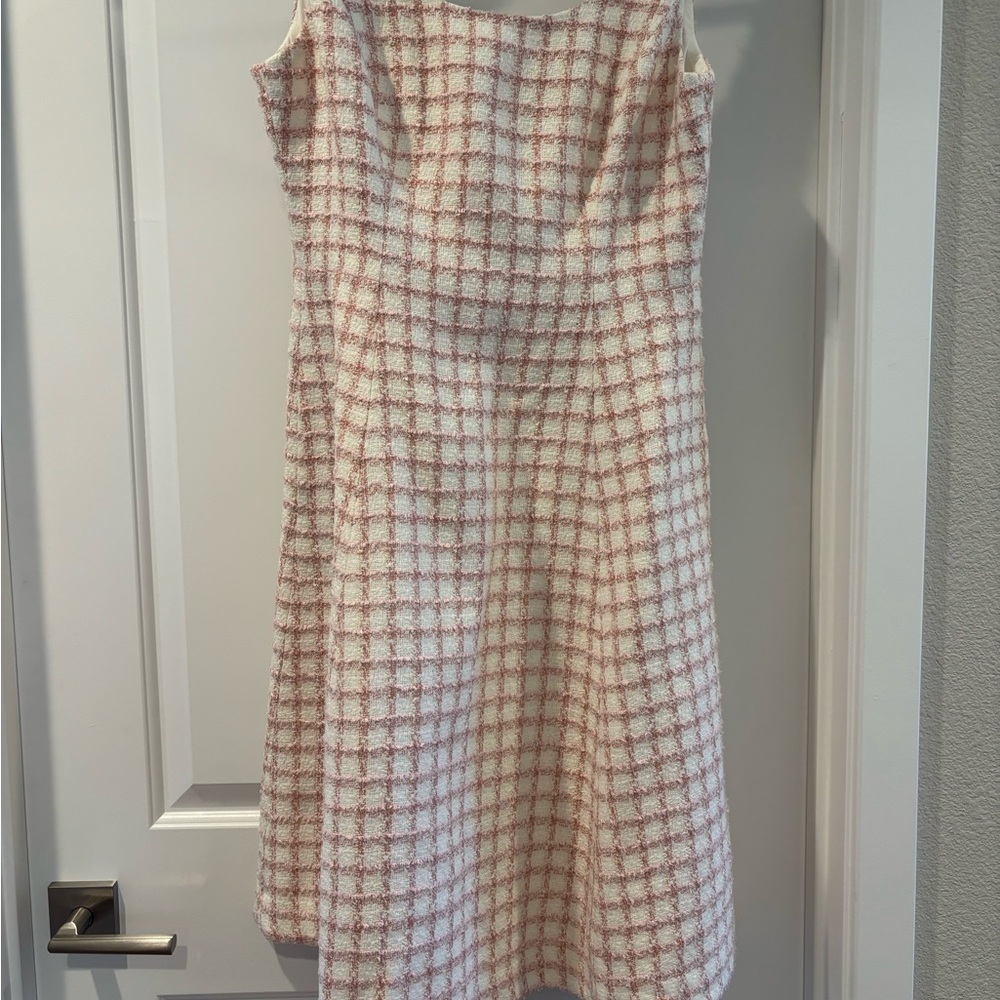 Gal Meets Glam Pink and Off-White Plaid Midi Dress